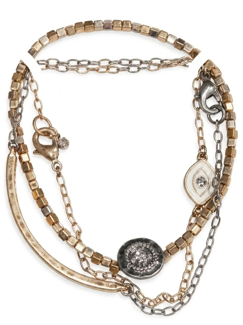 Melrose and Market Gold & Silver Layered Evil Eye Bracelet Trio